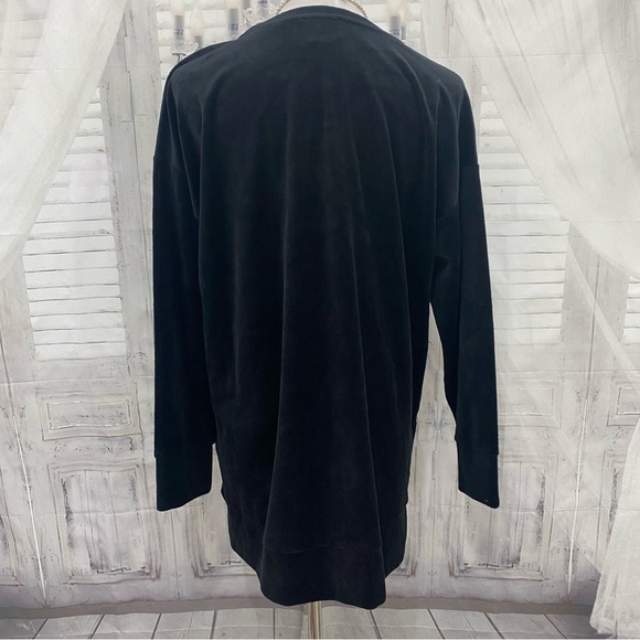 NEW Eileen Fisher Size S Small Crew Neck Side Slit Boxy Tunic Top Black Velour - Picture 5 of 11